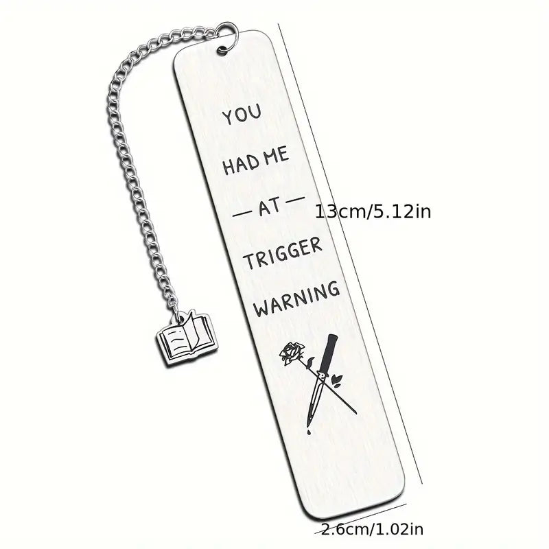 Trigger Warning Stainless Steel Bookmark